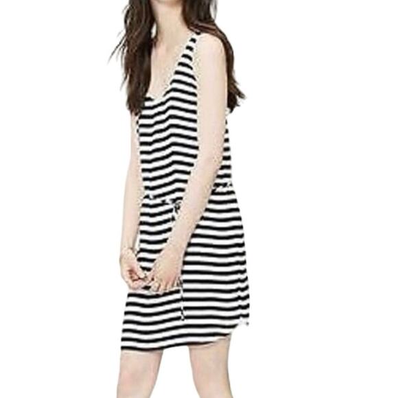 Loft Striped Navy & White Tank Mini Dress Size Medium - Picture 1 of 11